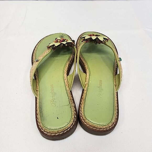 Brighton Orchid Flip Flop Green Leather Sandal Size 6.5 - Picture 6 of 7